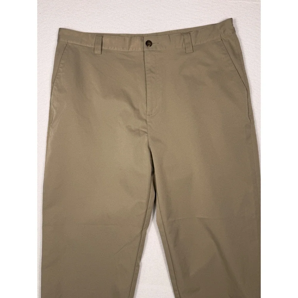Adidas Golf Pants Mens 38x30 Khaki Tan Climalite Flat Front Performance Trousers